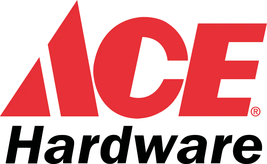 Red ACE Hardware logo with diagonal background lines.
