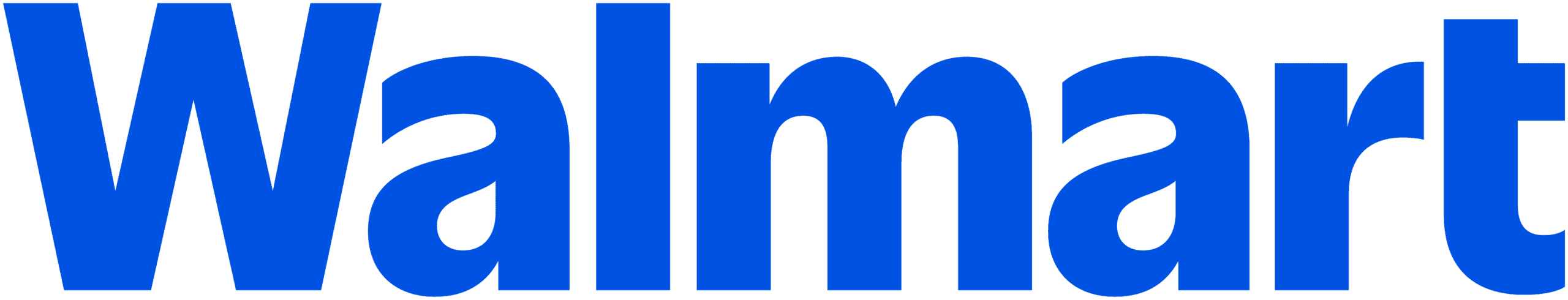 Walmart logo in bold blue lettering on a white background.