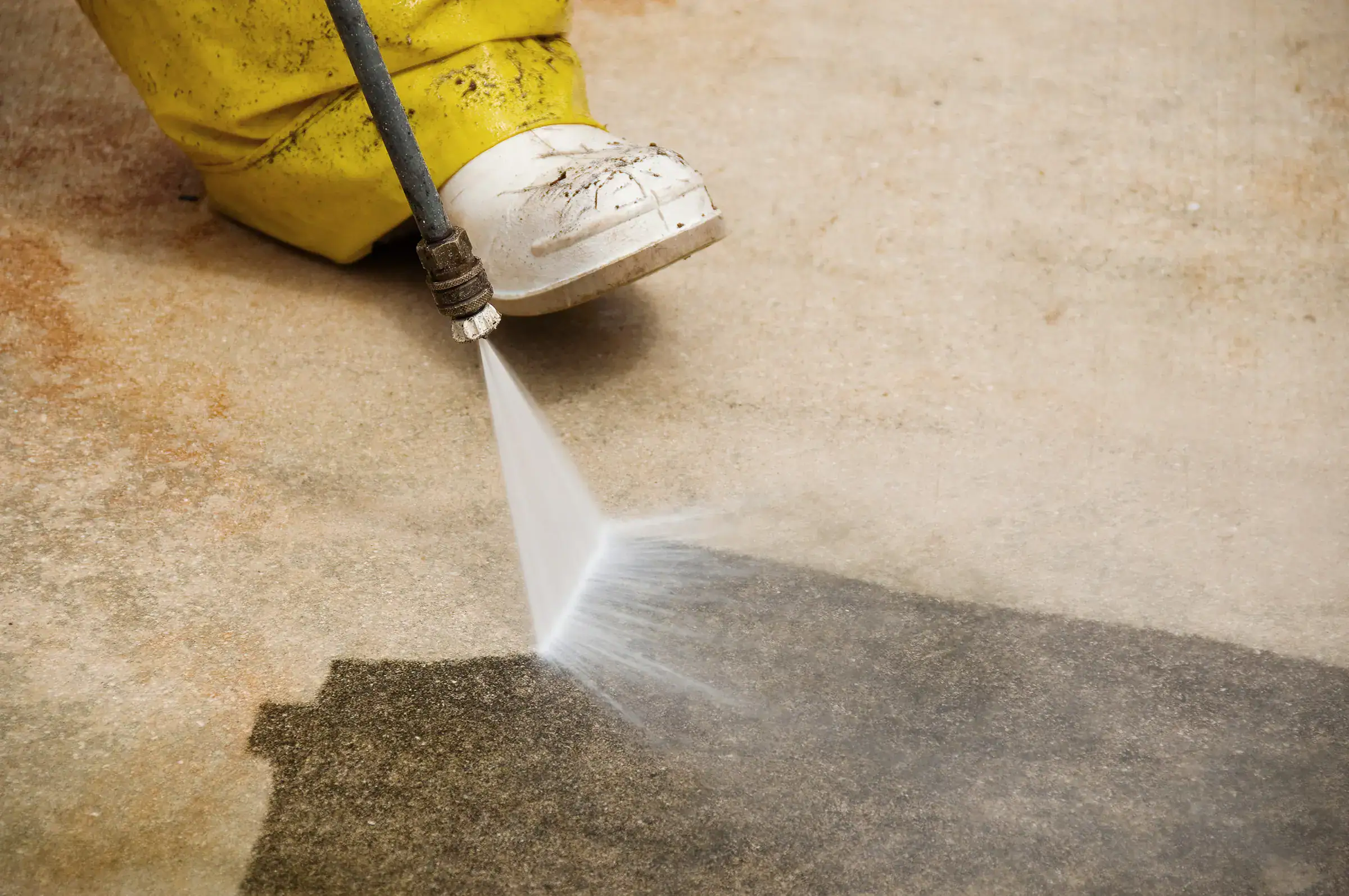 Power-wash using degreaser