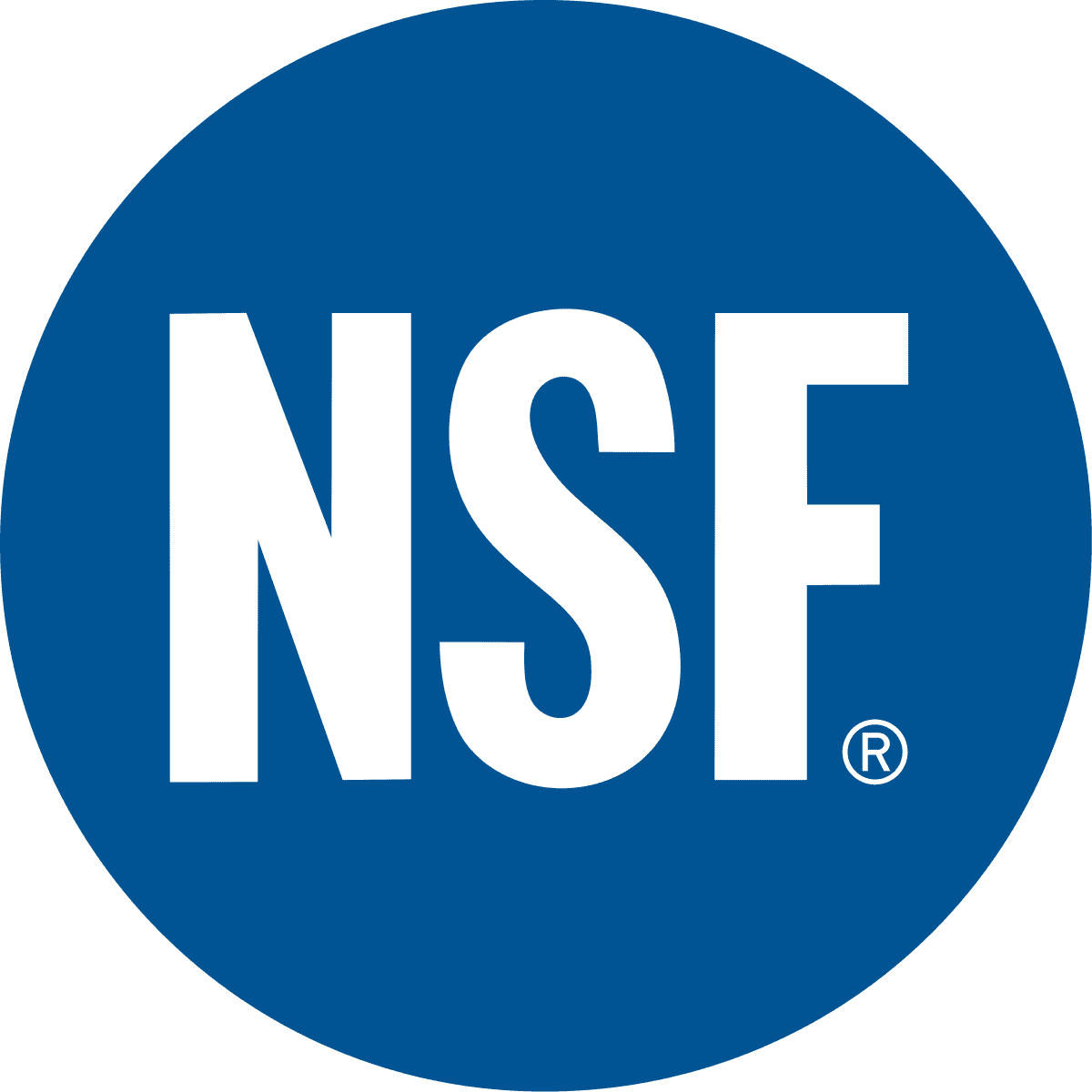 NSF and ® in white on a solid blue circle.