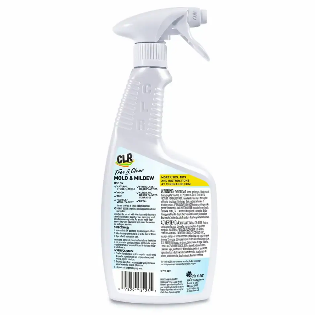 CLR Brands Mold & Mildew Stain Remover spray bottle for cleaning mold and mildew stains effectively.